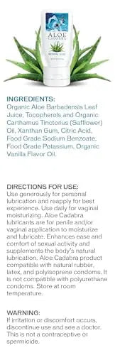 Aloe Cadabra Natural Water Based Personal Lube, Organic Lubricant for Her, Him & Couples, Unscented Aloe Cadabra Au supplements