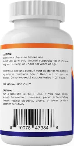 Vitamatic Boric Acid Vaginal Suppositories 600 mg USP Grade Boric Acid in Vegetarian Capsule Shell - 60 Count Vitamatic Au supplements