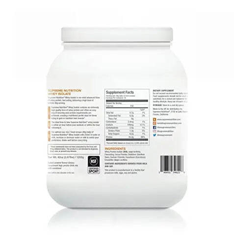 Supreme Nutrition Whey Protein Isolate | 1.2kg - 30 Servings | 33g of Pure Whey Isolate Per Serving Supreme Nutrition Au supplements