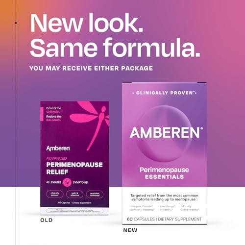 Amberen Perimenopause, Peri-Menopause Multi-Symptom Relief, Vitamin B, Vitamin E & Antioxidants Supplement, Clinically Shown to Help Support Hormone Balance, Hot Flashes & Night Sweats, 60 Count Amberen Au supplements
