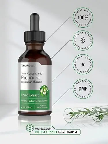Eyebright Herb Supplement | 2 fl oz | Alcohol Free Drops | Super Concentrated Liquid Horbäach Au supplements