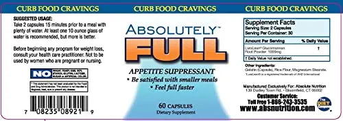 Absolute Nutrition, Curb Food Cravings, Absolutely Full, 60 Caps Absolute Nutrition Au supplements