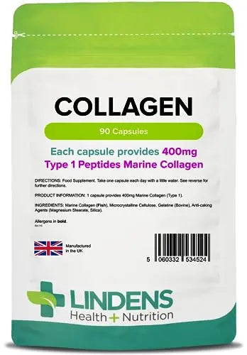 Lindens Collagen (Marine) 400mg Capsules - 90 Pack - Marine Source Hydrolysed Collagen Lindens Au supplements