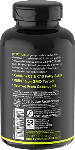 Sports Research Keto MCT Oil Capsules derived from Coconut Oil | Keto Fuel for The Brain Sports Research Au supplements
