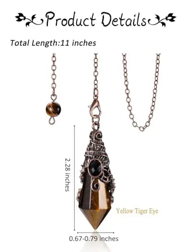 PESOENTH Crystal Pendulum Dowsing Divination Scrying Pendulum with Bronze Wrap Tiger Eye Healing PESOENTH Au supplements
