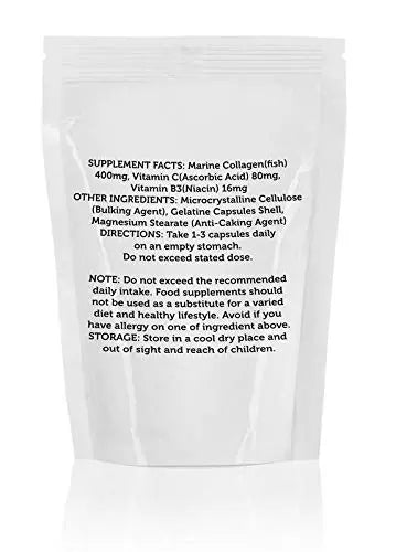 Marine Collagen 400mg Complex with Vitamin B3 and Vitamin C x30 Capsules Pills UK Nutrition Healthy Mood Au supplements