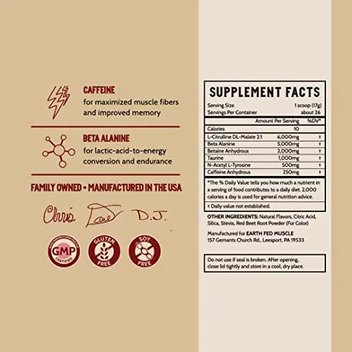 Earth Fed Muscle Stammpede DragoFruit Punch Pre Workout, 30 Servings, Boost Energy Earth Fed Muscle Au supplements