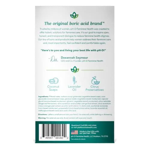 pH-D Feminine Health - Boric Acid Foam Wash - pH-Balanced, Paraben-Free, and Plant-based pH-D Feminine Health Support Au supplements