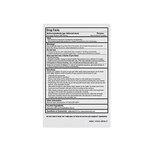 Docusol Docusate Sodium Mini Enema ml, Clear, 0.84 Fl Oz Enemeez Au supplements