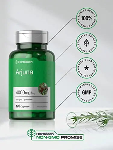Arjuna Capsules 4000mg | 120 Count | Non-GMO, Gluten Free | from Arjuna Bark Herb Horbäach Au supplements