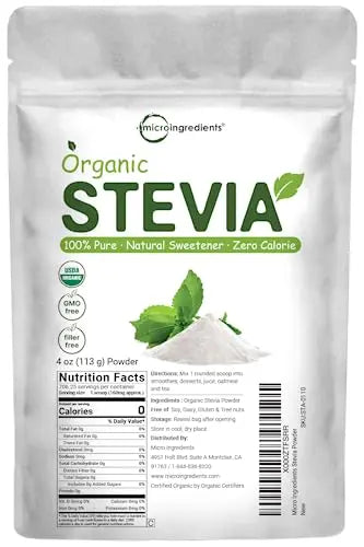 Pure Organic Stevia Powder, 4 Ounces, 706 Serving, Highest Grade Stevia Green Micro Ingredients Au supplements