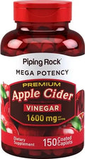 Piping Rock Apple Cider Vinegar Pills | 1600mg | 150 Caplet Capsules | High Potency Piping Rock Au supplements