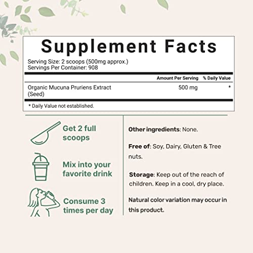 Micro Ingredients Organic Mucuna Pruriens Extract Powder,1 Pound (908 Servings) Micro Ingredients Au supplements
