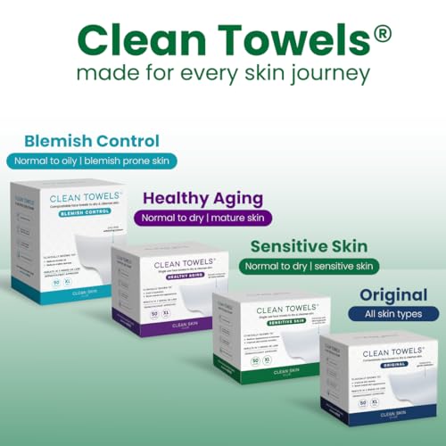 CLEAN SKIN CLUB Sensitive Skin Clean Towels® XL, Ultra-Soft Disposable Face Dry Wipes Infused with Aloe & Glycerin