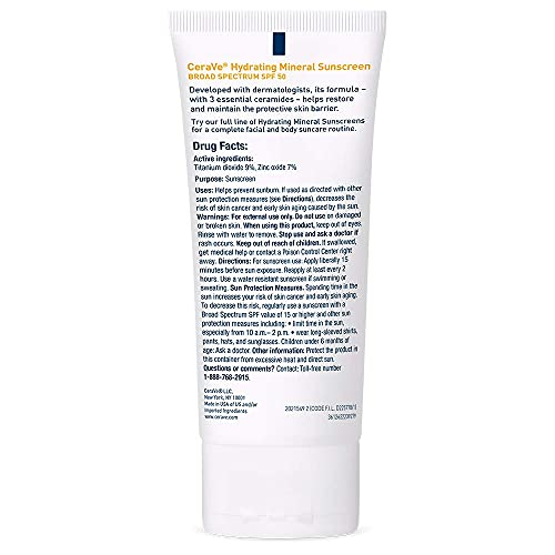 CeraVe 100% Mineral Sunscreen SPF 50, Face sunscreen With Zinc Oxide & Titanium Dioxid