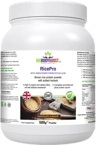 RicePro |Chocolate | Brown Rice Protein Powder with Added Herbals | Chicory Root Extract, Biobodyboost Au supplements