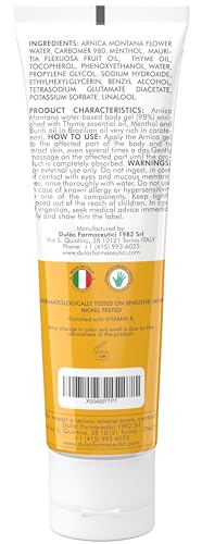 Dulac Arnica Body Massage Gel – Water-Based Cosmetic Massage Gel with Arnica Montana, Fast-Absorbing Lightweight Texture, Non-Greasy Feel, Dermatologically Tested, 3.38 Fl Oz DULÀC FARMACEUTICI 1982 Au supplements