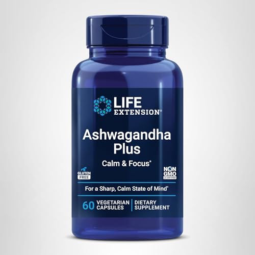 Life Extension Ashwagandha Plus Calm & Focus, ashwagandha Extract, Spearmint Extract, Focus, Attention, Relaxation, Advanced Formula, 60 Vegetarian Capsules Life Extension Au supplements