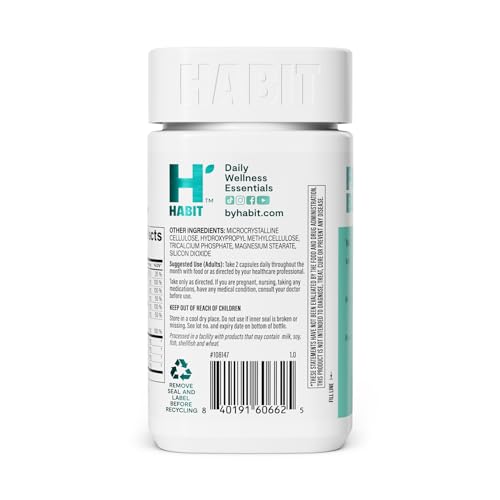 Habit PMS Support Supplement for Women (60 Capsules) - Supports Premenstrual Symptoms & Stress, Hormone Balance, Mood, B Vitamins, Vitamin D, Chasteberry, Ashwagandha, Gluten-Free, Non-GMO (1 Pack) H' Habit Au supplements