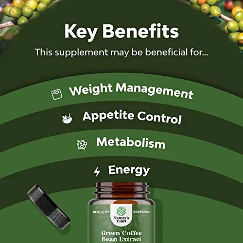 Pure Green Coffee Bean Extract Supplement – Best for Weight Loss Appetite Suppressant Natures Craft Au supplements