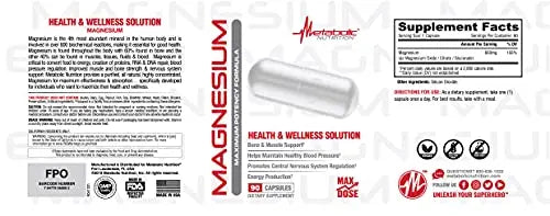 Metabolic Nutrition Magnesium, 650mg per Serving, Non-GMO, Vegan, Gluten Free Metabolic Nutrition Au supplements