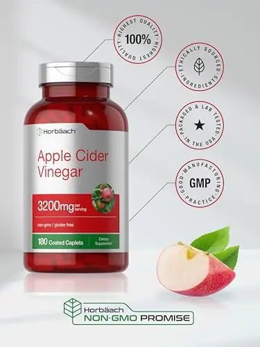 Apple Cider Vinegar Tablets 3200mg | 180 Pills | Vegetarian, Non-GMO & Gluten Free Supplement Horbäach Au supplements