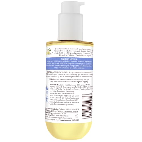 Palmer's Cocoa Butter Formula Body Oil, Moisture Drenching Tahitian Vanilla, 6.5 Oz, 72Hr Hydration with Shea Butter & Vitamin E for Softer Skin
