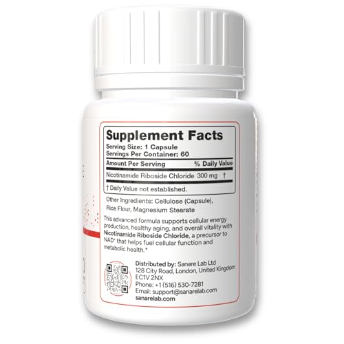 Sanare Lab NAD+ Supplement with Nicotinamide Riboside (NR) 300 mg | Cellular Energy & Metabolism Support | 60 Capsules Sanare Lab Au supplements