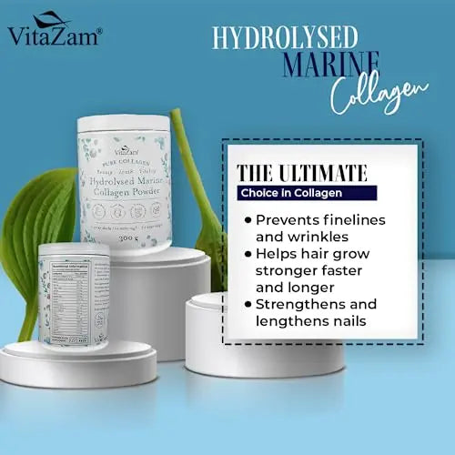 Vitazam Pure Marine Collagen Powder - 100% Hydrolysed Collagen Peptides for Hair Skin and Nails VitaZam Au supplements