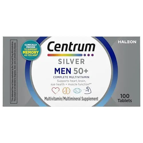 Centrum Silver Multivitamin for Men 50 Plus, Multimineral Supplement, Vitamin D3, B-Vitamins and Zinc, Gluten Free, Non-GMO Ingredients, Supports Memory Centrum Au supplements