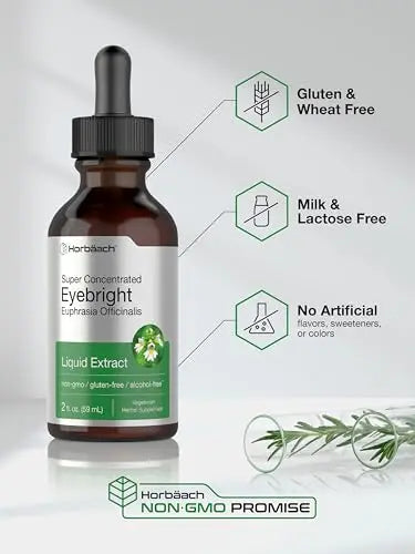Eyebright Herb Supplement | 2 fl oz | Alcohol Free Drops | Super Concentrated Liquid Horbäach Au supplements