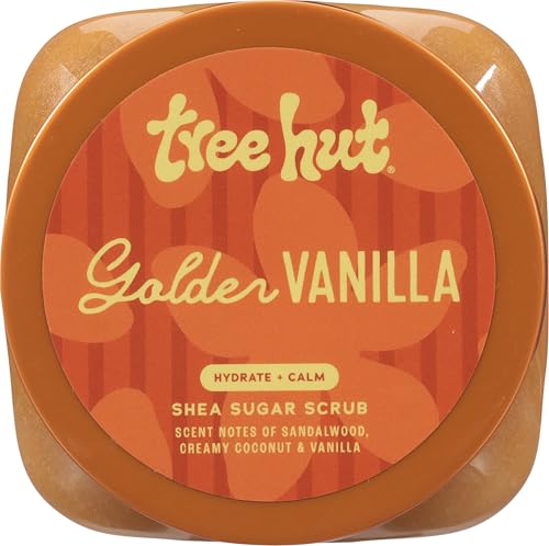 Tree Hut Golden Vanilla Shea Sugar Scrub, Exfoliating, Hydrating & Moisturizing Body Scrub with Shea Butter & Natural Oils