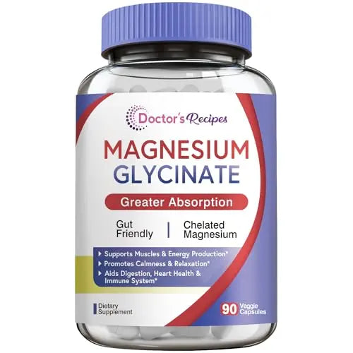 Doctor's Recipes Magnesium Glycinate for Men & Women, 100mg Elemental Mag, 90 Caps Doctor's Recipes Au supplements