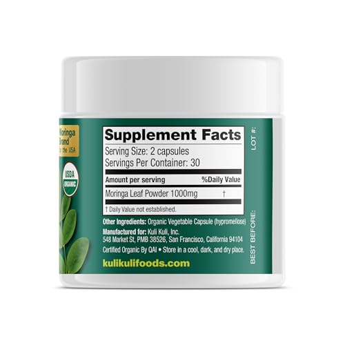 KULI KULI Organic Pure Moringa Capsules, 60 CT