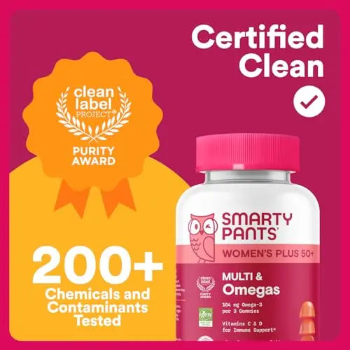 SmartyPants Multivitamin Gummy for Women 50 and Over - Improved Formula: Omega 3 (DHA/EPA), Methylfolate, CoQ10, Vitamin D3, C SmartyPants Au supplements