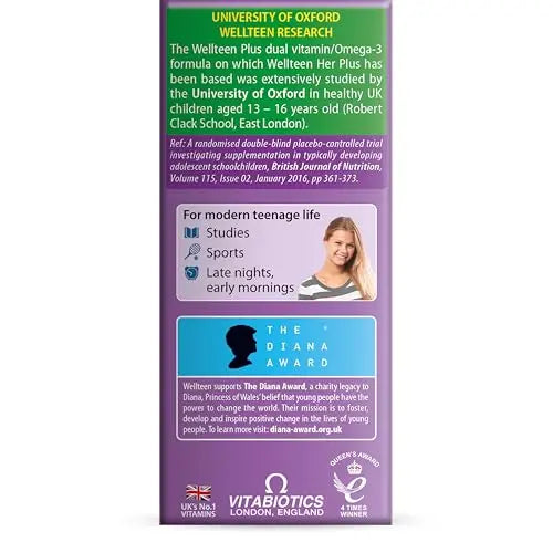 Vitabiotics Wellteen Her Plus Omega-3 - Advanced Nutritional Support for Teenagers and Young Women Ages 13-19 Wellteen Au supplements