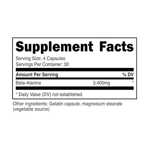 Primal Beta-Alanine Capsules 3400mg (30 Servings, 120 Capsules) - Supplement, Gluten Primal Au supplements