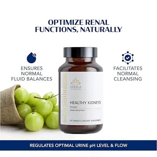 Kerala Ayurveda Healthy Kidney Herbal Tablets | Support Normal Kidney Function and Health | Kidney and Bladder Support | Urinary System Support - 90 Count Kerala Ayurveda Au supplements