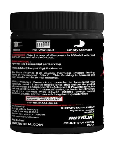NutriJa Weapon-X Pre-Workout Powder with 21 Active Ingredients - 3 Best forms of Creatine NutriJa Au supplements