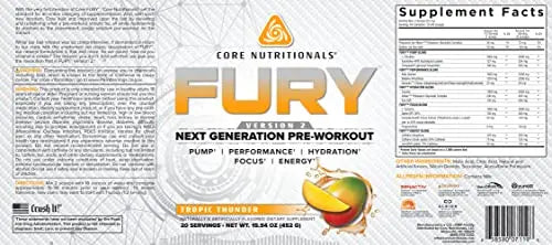 Core Nutritionals Fury V2: Pre-Workout Powder to Maximize Performance in The Gym W/Zum Core Nutritionals Au supplements