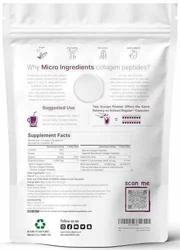 Multi Collagen Protein Powder, 2 Pounds – Type I,II,III,V,X with Biotin 10000mcg Micro Ingredients Au supplements