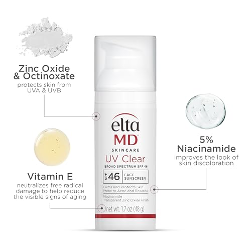 EltaMD UV Clear Face Sunscreen SPF 46, Oil Free for Face with Zinc Oxide, Dermatologist Recommended Sunscreen Lotion