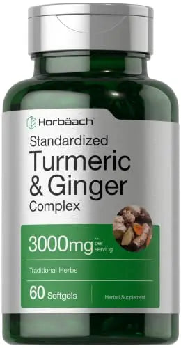Turmeric and Ginger Supplement 3000 mg | 60 Softgel Capsules | Turmeric Curcumin Complex Horbäach Au supplements