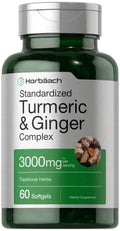 Turmeric and Ginger Supplement 3000 mg | 60 Softgel Capsules | Turmeric Curcumin Complex Horbäach Au supplements