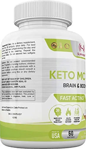 Slim Heat Keto MCT Oil Capsules with C8 & C10 - Fast Acting Ketosis Brain & Body Fuel Slim Heat Au supplements