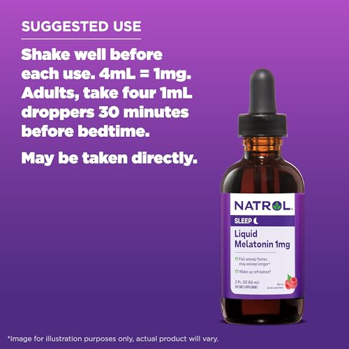 Natrol Liquid Melatonin 1mg, Berry-Flavored Dietary Supplement for Restful Sleep, 2 Fl Oz Natrol Au supplements