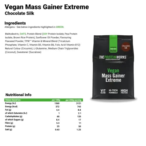 Protein Works - Vegan Mass Gainer Extreme | High Calorie Protein Powder | Weight Gainer Protein Works Au supplements