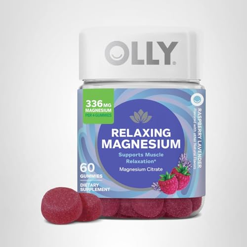 OLLY Relaxing Magnesium Gummies, Supports Muscle Relaxation*, Magnesium Citrate, Raspberry Lavender Flavor, 15 Day Supply - 60 Count