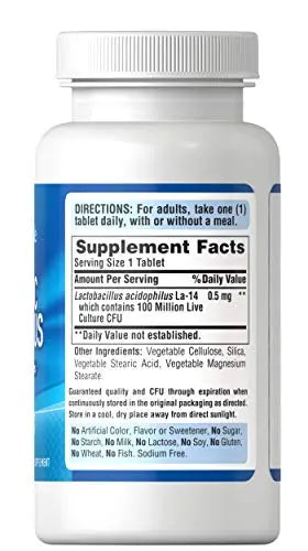Puritan's Pride Probiotic Acidophilus Tablets, White, 100 Count Puritan's Pride Au supplements