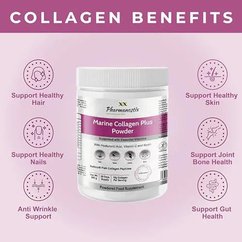 Pharmanostix Hydrolysed Marine Collagen Plus Powder 300g - 10,000mg Collagen with Hyaluronic Acid Pharmanostix Au supplements